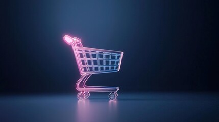 3D icon of a shopping cart in holographic style