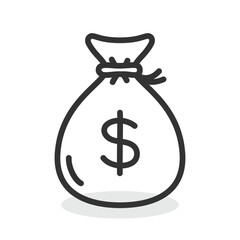 Money bag icon outline isolated vector illustration.