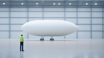 Fototapeta premium Massive airship construction hangar for eco-friendly transport.