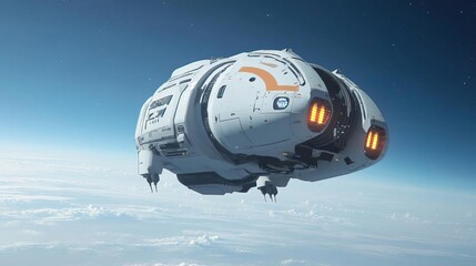 Fototapeta premium Robotic interstellar ark ship construction orbital yard.