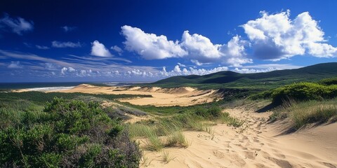 Pristine Coastal Dunes Landscape at Sunrise