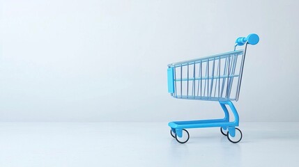 Smart shopping cart, AI-assisted purchases, 3D illustration, advanced retail concept, copy space.