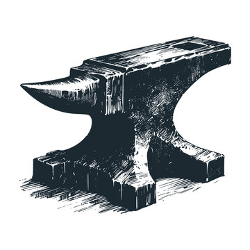 recommend clip art: The anvil. Black white vector illustration.