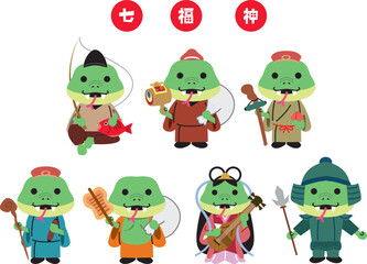 年賀状　2025年　巳年　七福神