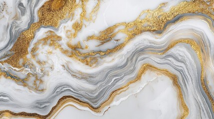 Abstract Swirling Pattern of White, Grey, and Gold