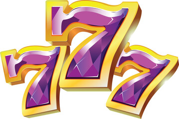  777logo . Sign with golden letters. Online casino. Vector illustration