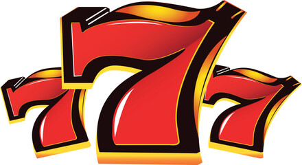 Obraz premium 777logo . Sign with golden letters. Online casino. Vector illustration
