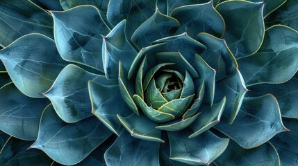 Obraz premium Close-up of a Blue-Green Succulent Plant with Curving Leaves