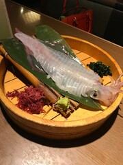 fish and vegetables イカ