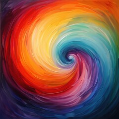 Fototapeta premium Abstract Swirling Rainbow Spiral Painting