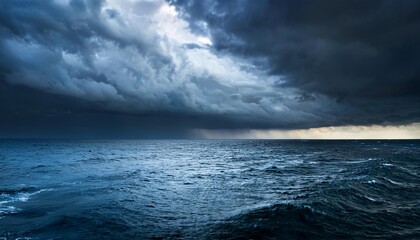 Fototapeta premium Ocean Fury: Storm Clouds Over Shadowed Waters