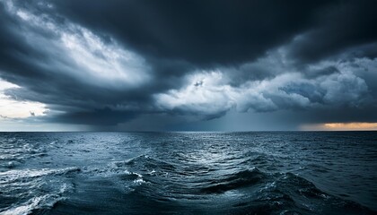 Obraz premium Tempest Unleashed: Storm Rising Over Dark Ocean Waters
