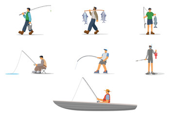 Man Fishing Vector Ilustration