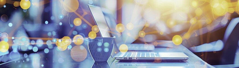 Blurred Laptop and Bokeh Lights