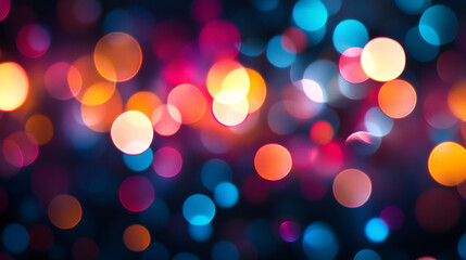 Fototapeta premium Pretty, colorful blobs of light create an interesting pattern on a dark background.