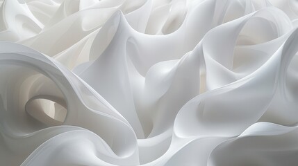 Obraz premium Soft, textured waves of white fabric create a calming atmosphere in a bright room
