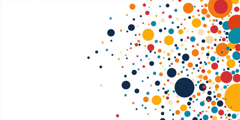 vector abstract background with colorful circles, dots, white space on the right side, vector illustration white background.