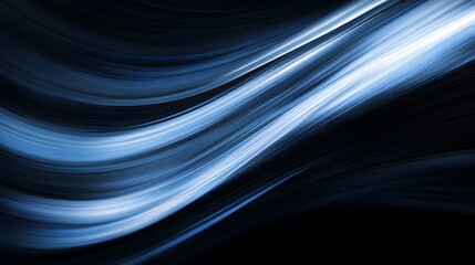 Abstract Flowing Blue Light Waves on Dark Background