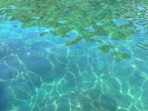 Sea water blue turquoise clear surface.
