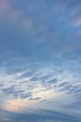 It is a sunset sky with flocks of clouds.