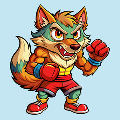 wolf boxinng fighter mascot