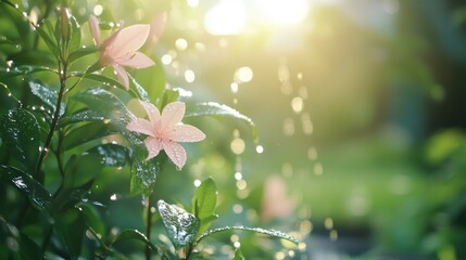 Serene Monday Mornings: Nurturing Garden Watering with Glistening Morning Dew for a Refreshing Start to the Week