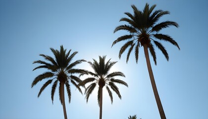 Palm trees against a clear blue sky