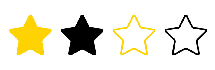 Stars collection. Star vector icons. Golden Stars isolated on white background. Vector illustration