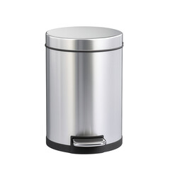 Sleek stainless steel trash can with foot pedal for hands-free operation, ideal for modern kitchens and offices.