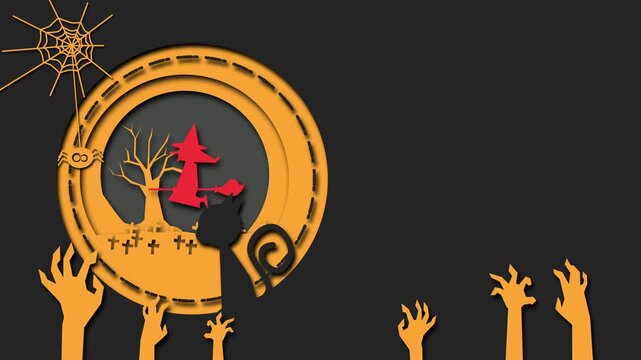Flat Animation Halloween Witch, suitable for greeting card etc. animated OP 3`s and animated loop 8`s