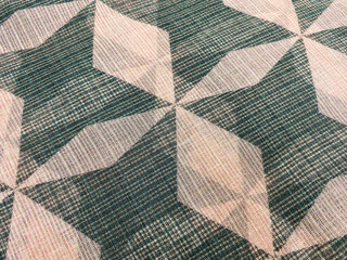 Grey and white geometric floral block printed on kota doriya fabric