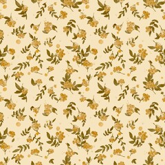 Dried flowers Seamless watercolor pattern. green leaves, minimalistic design, bunches of rowan in soft pastel colors.For bed linen, kitchen towels, printing on fabrics
