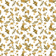 Autumn seamless pattern. Rowan bunches overlap. Gentle pastel colors, cozy print. Factory printing on fabrics, patterns for blankets, bed linen
