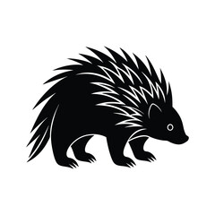 a silhouette of a porcupine vector illustration
