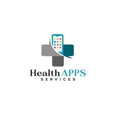 Simple logo concept that combines a health cross and smartphone for a healthy care company