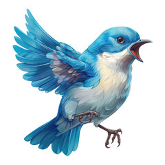 Obraz premium A vibrant blue bird with outstretched wings, symbolizing freedom and nature's beauty, perfect for creative projects.