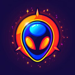 Fototapeta premium Vibrant alien illustration with cosmic background and glowing colors.