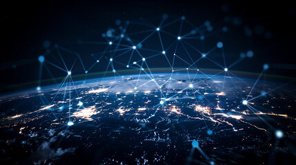 Futuristic Global Network Connecting the World
