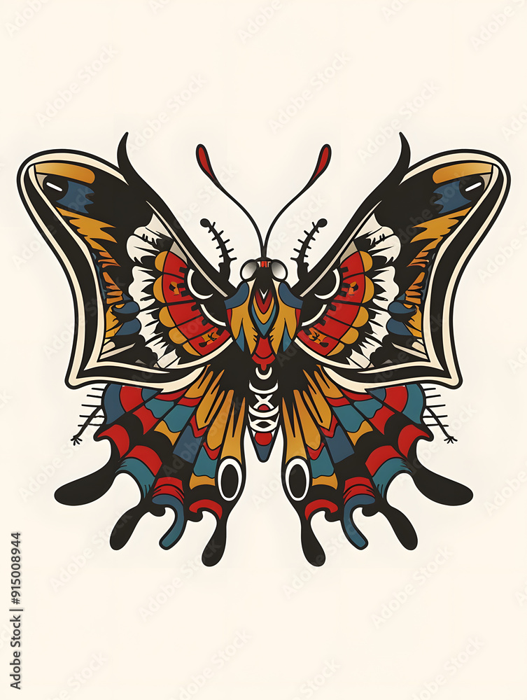 Wall mural butterfly traditional tattoo illustration