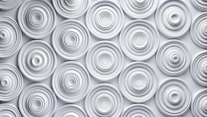 Abstract white concentric circles pattern background.