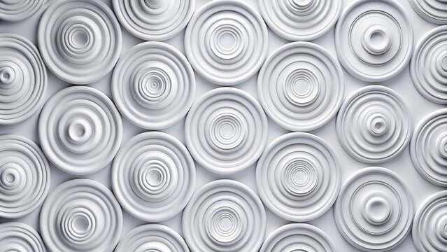 Abstract white concentric circles pattern background.