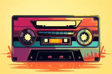 Retro cassette tape in 80s style