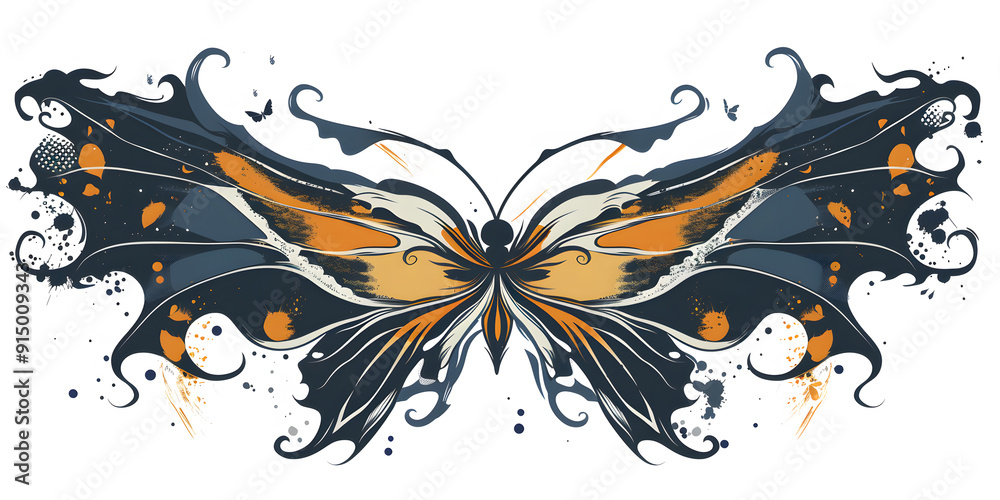 Wall mural Butterfly Wings traditional tattoo illustration