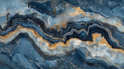 Obraz premium Abstract Blue and Gold Swirling Marble Texture