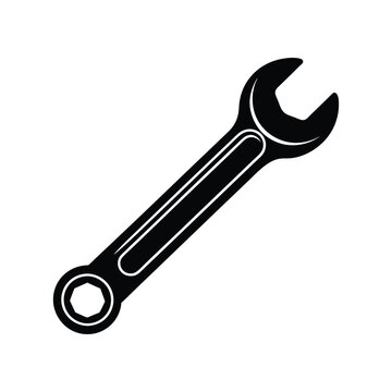 a silhouette of a wrench vector art illustration 