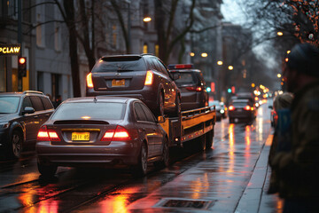 Car being towed