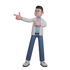 Male Doctor in Healthcare 3D. Male Character in Pointing Pose with a Big Smile. Professional