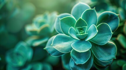 A Close-Up View of a Succulent Plant with Teal-Green Leaves