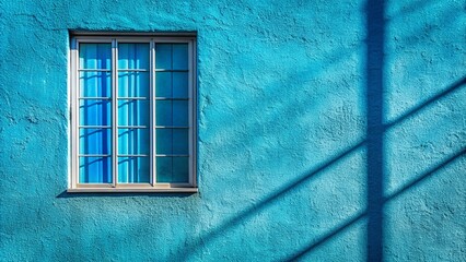 Fototapeta premium Aesthetic window shadow blue on texture background 