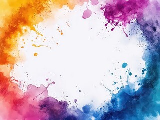 Fototapeta premium dynamic watercolor frame featuring vibrant splashes and drips of color.